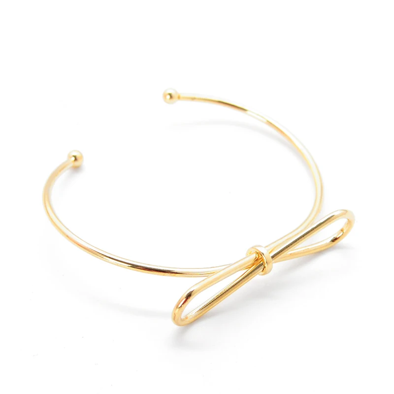 

Fashion Jewelry Adjustable Dainty Bow Knot Cuff Bangles For Women Simple Elegant Girls Gift Bracelet
