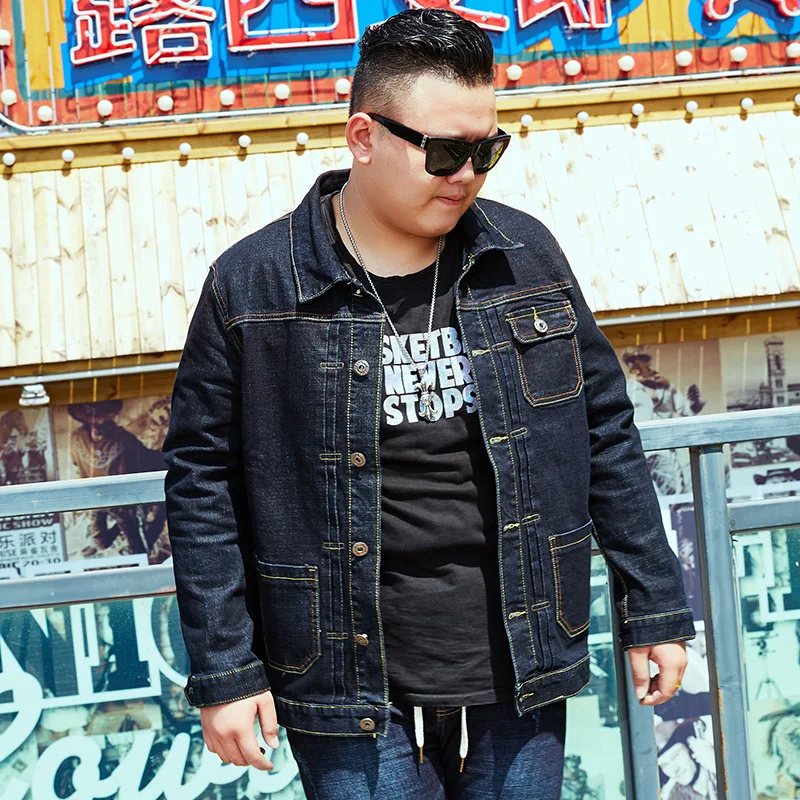 

2019 New Retro Denim jacket Autumn Spring Turn-Down Collar Men's Classic Jean Jackets Plus Size M-8XL