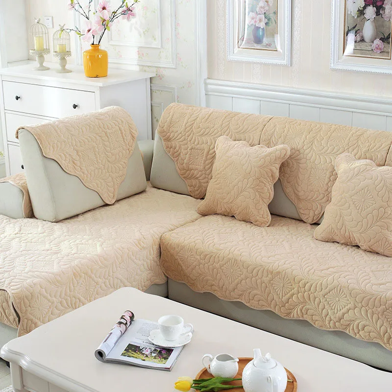 Плюшевое тканевое полотенце для дивана, современный минималистичный тканевый чехол для дивана, мягкий стеганый диван с амортизацией для украшения дома, гостиной - Цвет: Khaki