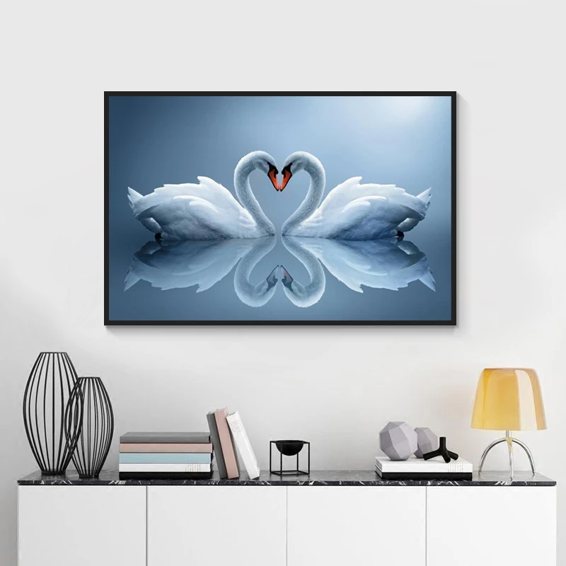 Aliexpress.com : Buy Modern Printed Wall Art Love Swans Painting Canvas