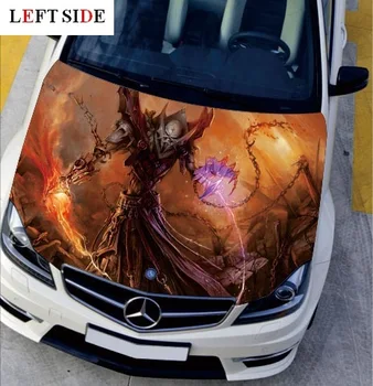 

LEFT SIDE Car Stickers and Decals DIY Creative Waterproof HD Inkjet Engine Hood Head Skull Cool Styling Decor Carbon Vinyl Cover