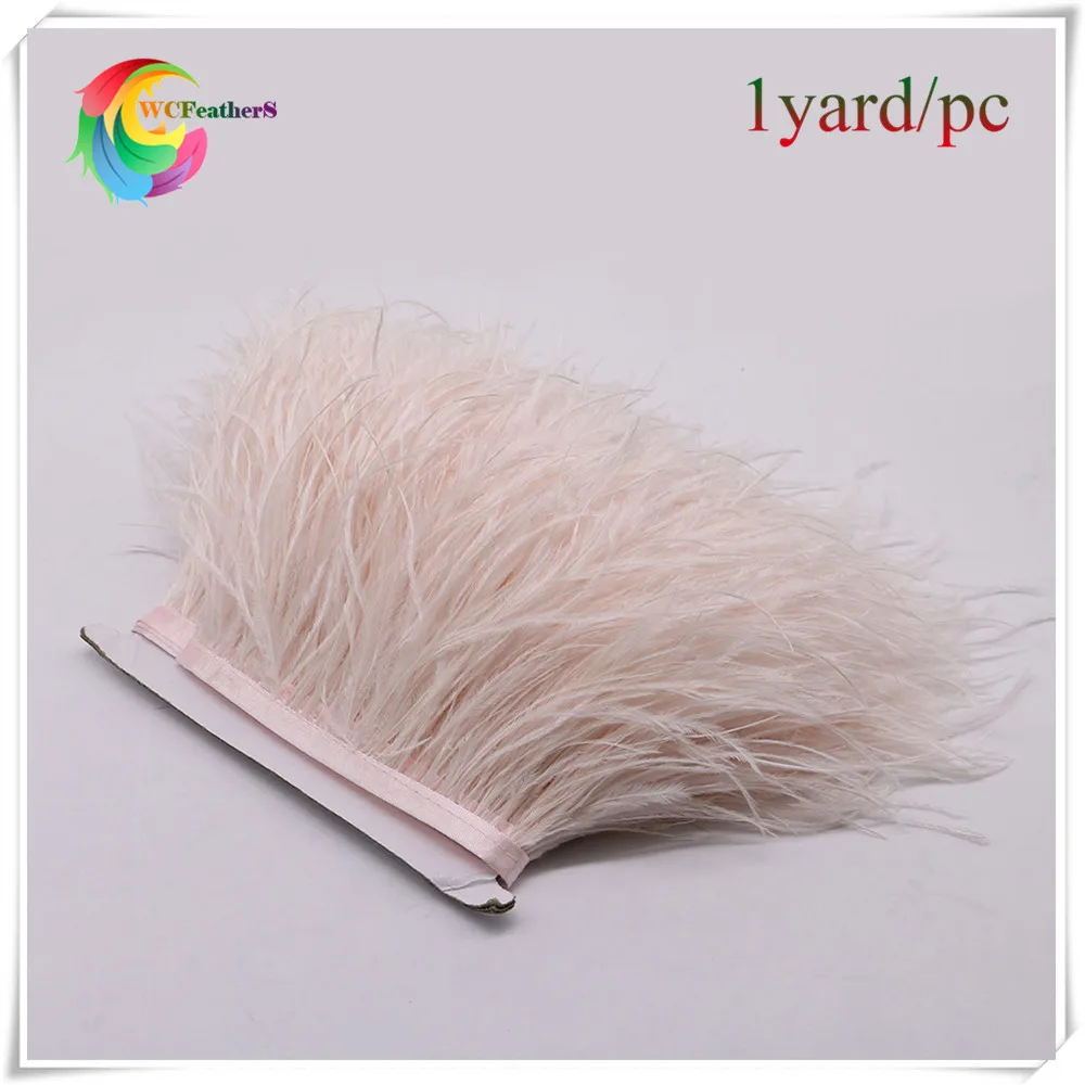 WCFeatherS 1 ярд кожа розовые натуральные перья страуса планки Высота 10 15 см DIY