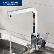 LEDEME Смеситель для кухни высокий с гайкой латунь Цвет: хром L4030-2