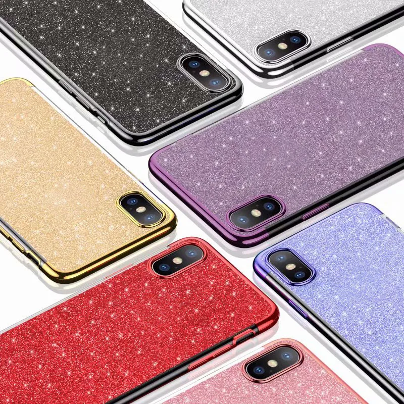 

Luxury Glitter Bling Case For iPhone X 7 6 6S 8 Plus Soft Gold Plating TPU Phone Back Cover for iPhone5 5s SE Clear Coque Fundas
