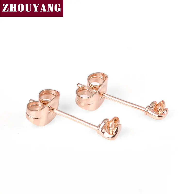 Высокое качество ZYE535 лаконичные Кристальные серьги цвета розового золота с кубическим цирконием