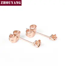 Высокое качество ZYE535 лаконичные Кристальные серьги цвета розового золота с кубическим цирконием