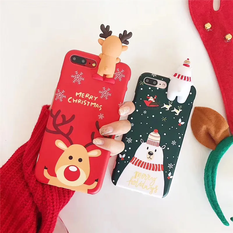 Christmas Phone Case For Iphone 8 Plus Cases For Iphone 7 Soft Case Cute For Iphone X XS XR Xsmax Case With Snowman And Moose