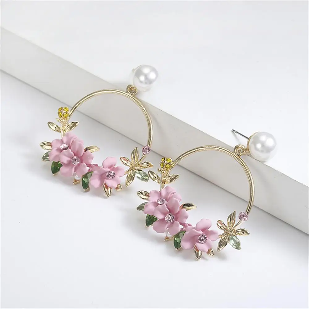 

2019 New Fashion Luxury Statement Earrings Big Geometric Round Circle Dangle Earring Sweet Flower Drop Earring For Women Brincos