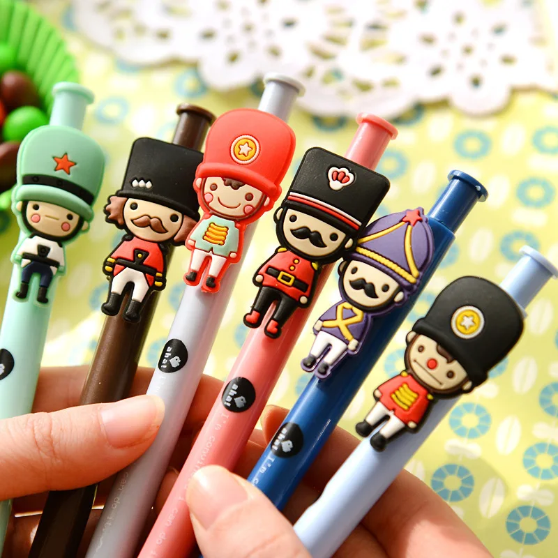 

3Pcs Cartoon Soldier Presses The Ballpoint Pen Blue Refill For School Office Supplies Wholesale