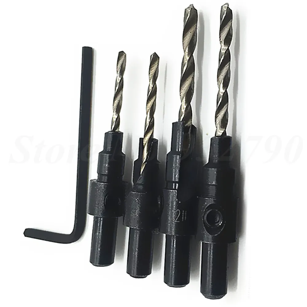 4pcs Hss Countersink Drill Bits Quick Change Screw Countersink Tapered