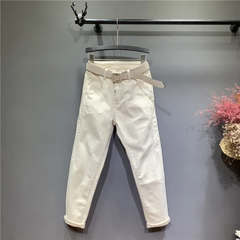 

2019 New Spring Fashion All-match Women Lantern Jeans Solid Color Loose Female Denim Jeans Full Length Long Trousers Casual