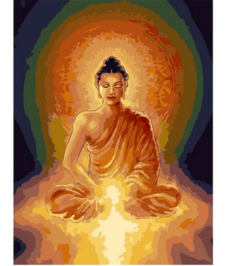 

High Quality Buddha Statue Printed DIY Digital Oil Painting By Numbers Hand Painted Oil Painting 40x50cm No Frame