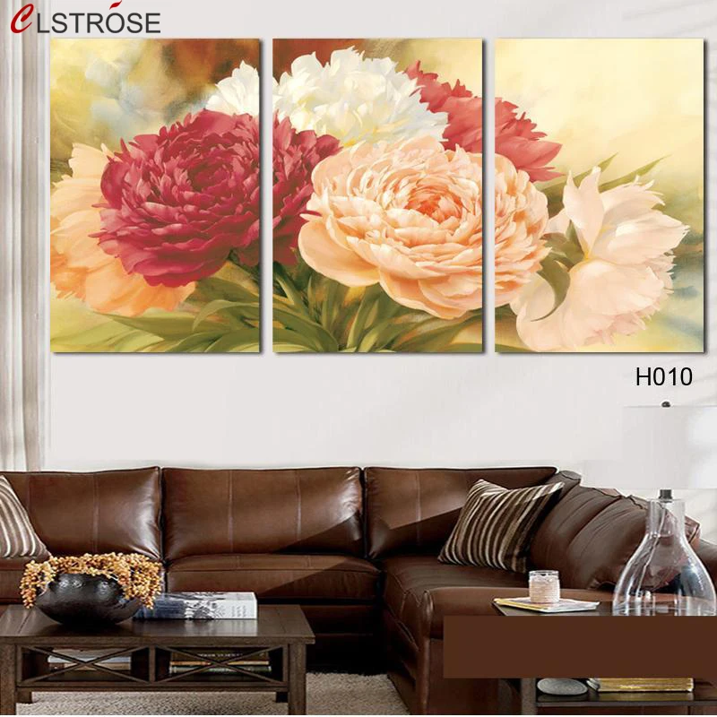 

3 Panels Wall Art Modern Rose Flower Wall Painting Decorate Wedding Room Wall Pictures Painting By Numbers