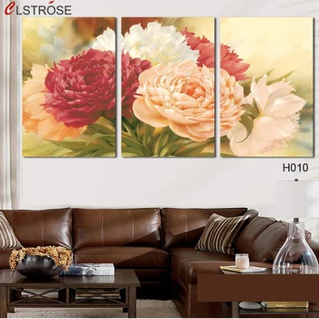 

CLSTROSE Special Offer Direct Selling 3 Panel Wall Art Modern Rose Flower Painting And Bird Home Decoration Pictures Unframed
