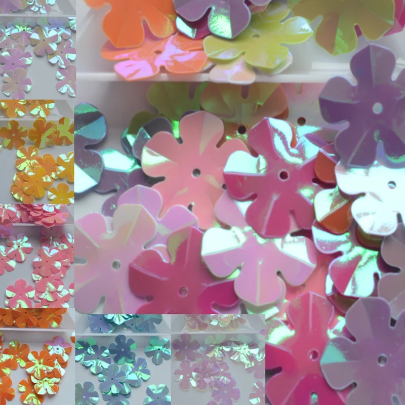 

Sequin 25g 19mm Five leaf Cup Flower Shape PVC Loose Sequins For Crafts Paillettes Sewing Decoration Garment Kid DIY Accessory