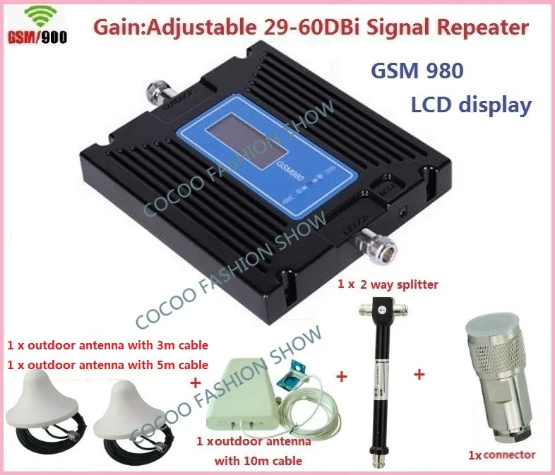 

LCD Display GSM Repeater ! High gain adjustment GSM 900Mhz Mobile Phone Signal Repeater GSM Celular Cell Phone Booster Amplifier