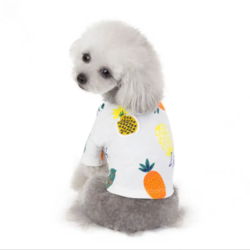 

Dog Clothes Summer Hawaiian Pineapple Cotton Puppy Cat Vest Tshirt Small Dogs Shirts Pet Dogs Clothing