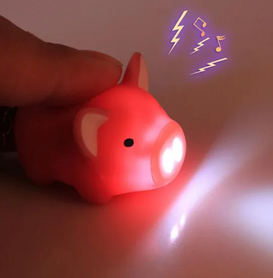 

1 pc 3 Colors Lovely Pig Sound With LED Light New Super Bright Hot Key Chain Animal Free Shipping
