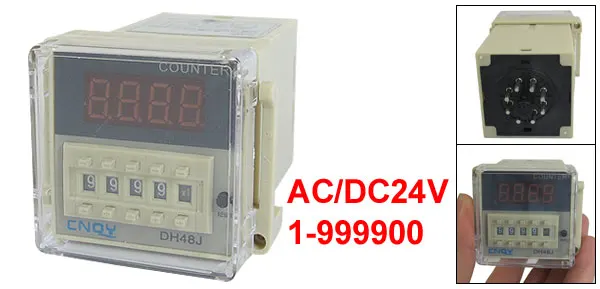 DH48J 1-999900 Digital Counter Relay LED Display AC/DC 24V 50/60Hz