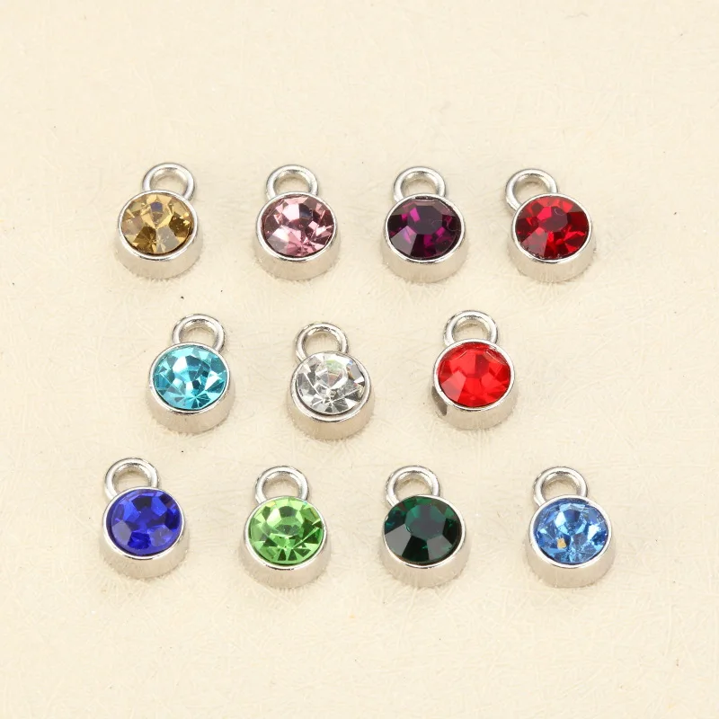 

10Pcs/-- 12 birth stone charm rhinestones charm pendant for necklace bracelets diy jewelry
