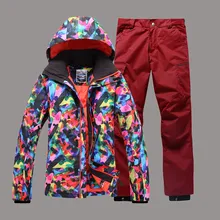 GSOU зимний мужской лыжный костюм Лыжная куртка брюки сноуборд зимний костюм ветрозащитная водонепроницаемая верхняя спортивная одежда мужской костюм для защиты от пониженных температур
