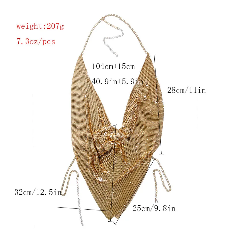 Металлическая сетчатая цепочка для тела, макси ювелирные изделия, Блестящие Блестки, бюстгальтер, ювелирные изделия для тела, Женское боди-цепочка, большие массивные украшения
