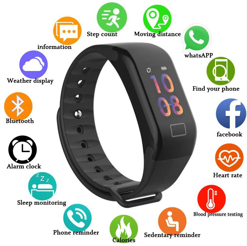

F1 Plus Color Lcd Screen Fitness Tracker Sleep Tracker Smart Bracelet Heart Rate Monitor Waterproof Smart Watch Activity Tracker