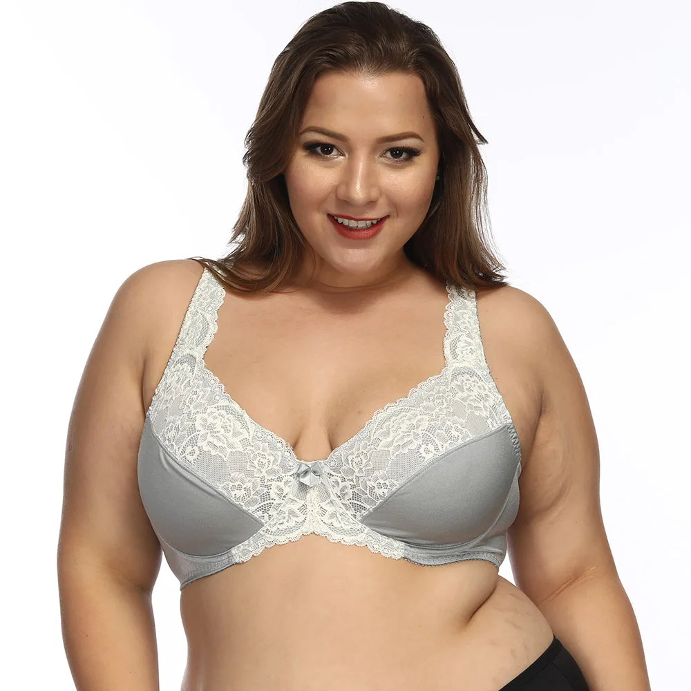 Women Unlined Full Coverage Bras Plus Size Brassiere Embroidery No-padded Bra Underwire Bralette Underwear 34-46 DDD/F/FF/G/H