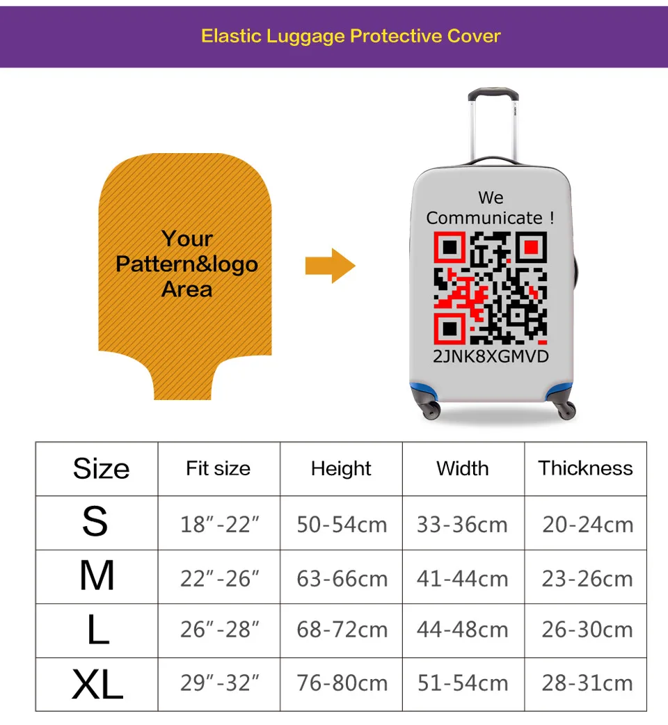 Индивидуальная индивидуальная Защитная крышка для багажа с/М/Л/XL до 18 20 22 24 26 28 30 32 дюймов чемодан туристическая принадлежность