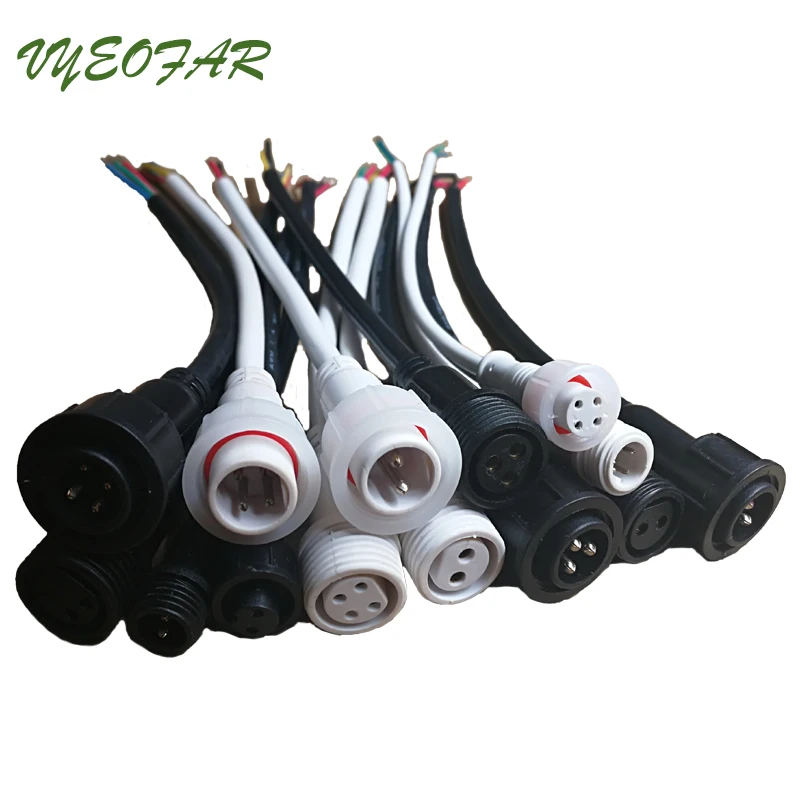 

5 pairs 2 Core 3 core 4 core 2 3 4 pin Waterproof Power Cord Led Strip Wire Connector,20cm;IP65 waterproof Pigtail Connector