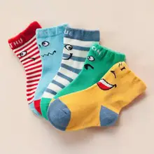10 шт. = 5 пар носков для малышей повседневные хлопковые носки с принтом для маленьких мальчиков и девочек спортивные детские носки От 1 до 12 лет