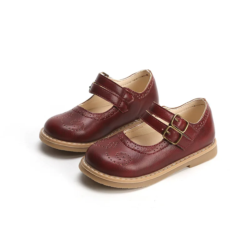 

New Spring Children Toddler Baby Litte Girls England Korean Princess Dress Shoes For Girls Black Red T-shaped Leather Shoes 2019