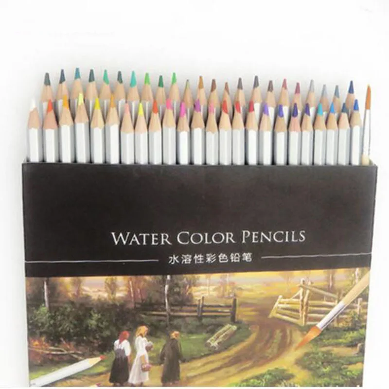 

Free shipping water-soluble color pencil tin box packing hand-painted 36 48 72 colors lapices de colores faber castell /D16014