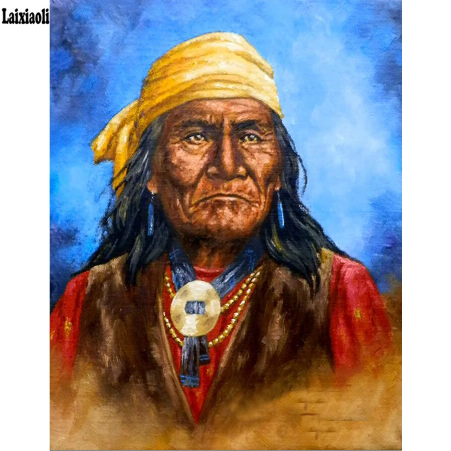 Full SquareRound Drill 5D DIY Diamond Painting amrican Indian old woman Embroidery mosaic rhinestone Cross Stitch home Decor painting