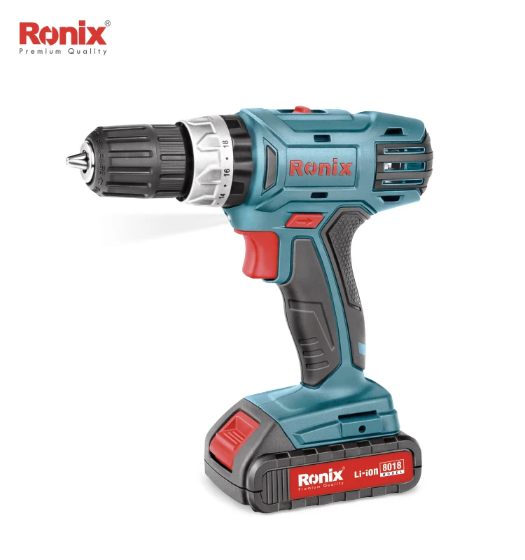 Ronix New 18V 1.5A Cordless Screwdriver drill two batteries with Impcat Function with BMC box Model 8018 Ronix New 18V 1.5A Cordless Screwdriver drill two batteries with Impcat Function with BMC box Model 8018