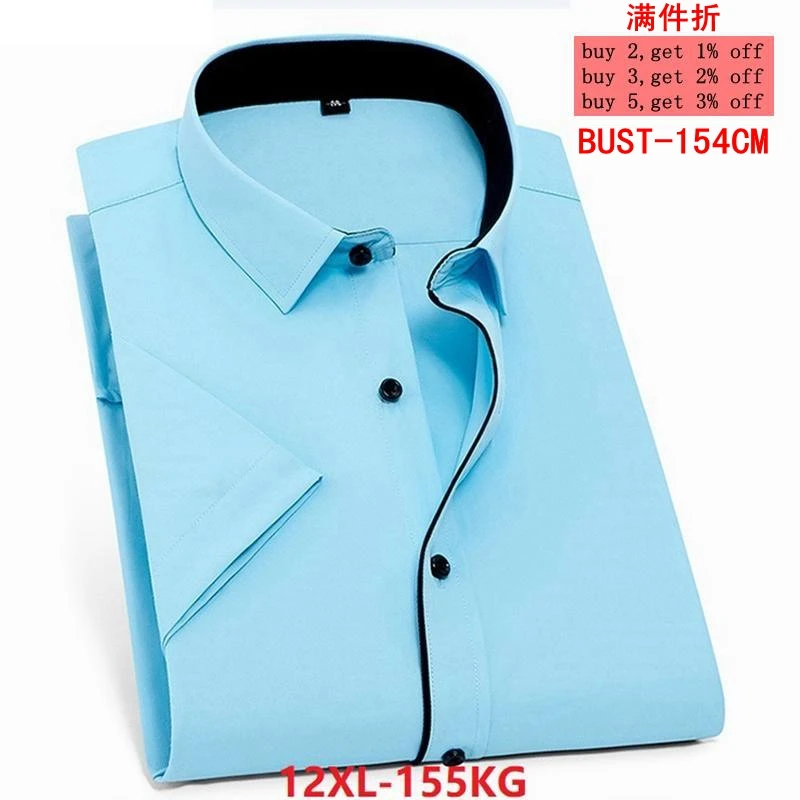 

Men's Large size Shirt Short Sleeve Lapel 10XL 11XL 12XL Single Breasted Office Business Casual Comfort Blue 6XL 7XL 8XL
