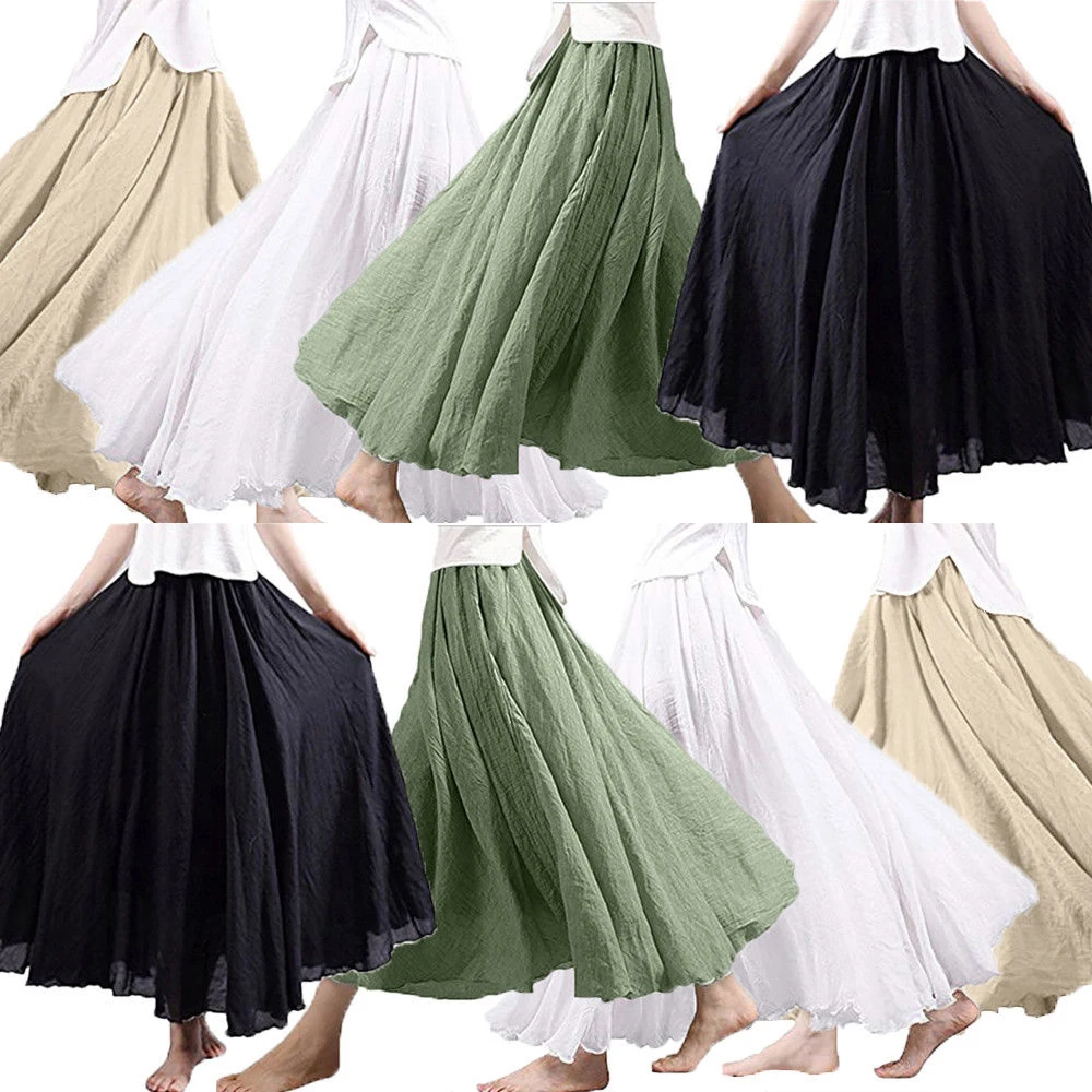 Женское Бохо Двухслойное шифоновое длинное платье макси пляжное повседневное Сарафан юбка
