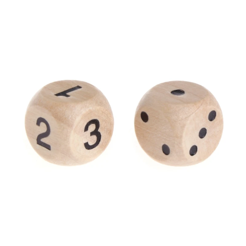 5pcs 6 Sided Wood Dice Mahjong Party Number Or Point Round Coener Kid Toys Game