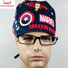 Медицинская Крышка для операционной медсестры, Мужская кепка для врача, Кепка для анестезиолога, хлопковый принт, мужской стиль