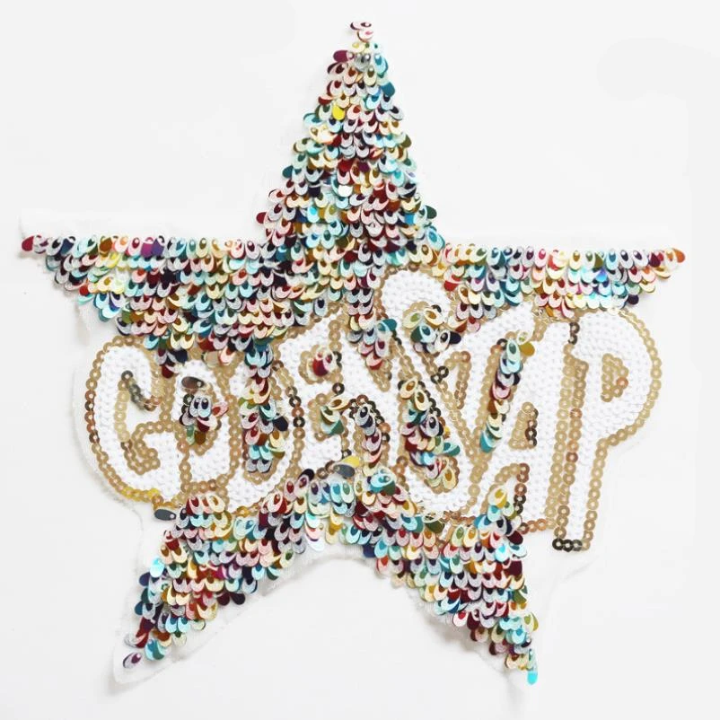 26x28cm Sew On Patches Multicolor Star Sequin Patch Applique Sticker