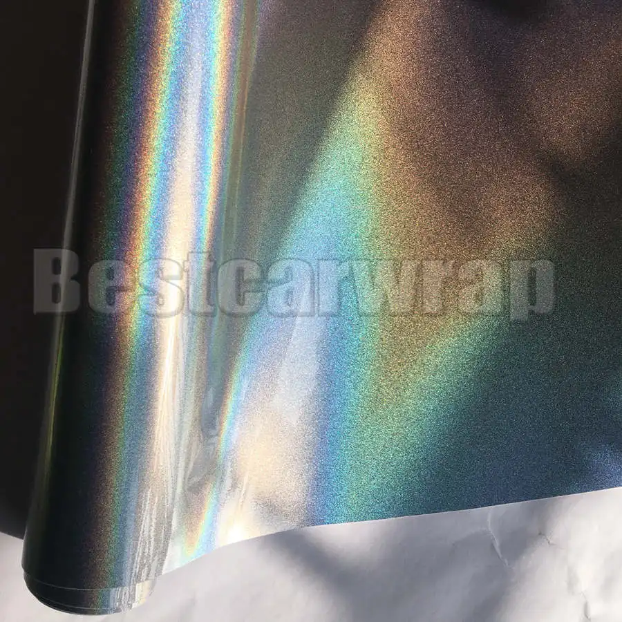 SILVER psychedelic gloss metallic car wrapping film with air bubble free (5)