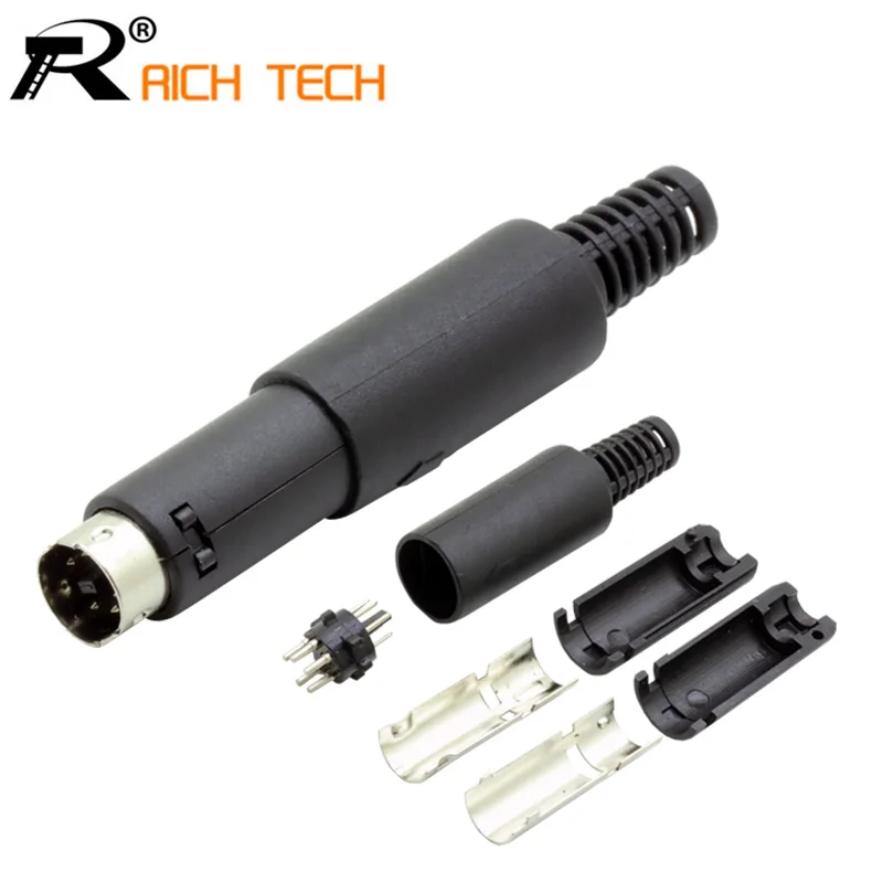 

5Pin MINI DIN Male Solder Connector With Plastic Handle Soldering cables DIY 3pcs/lot