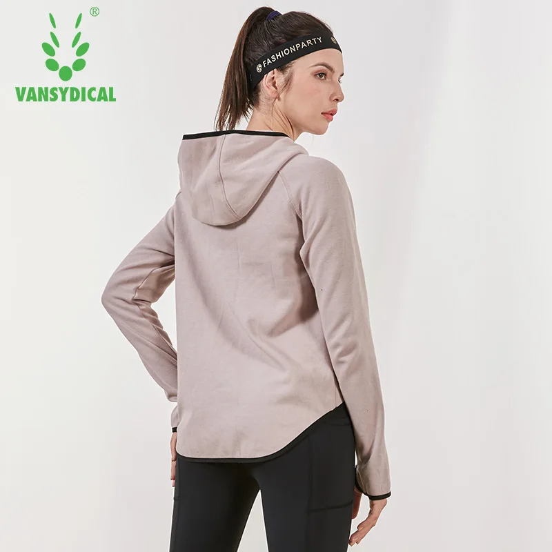 Vansydical осенне зимняя спортивная куртка для женщин с длинным рукавом на молнии