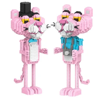 

Mini blocks Big Size Cute Pink Leopard Model Animal Building Toy panther Educational Bricks Juguetes Girls Christmas Gifts