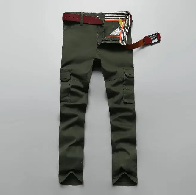 Модные повседневные мужские брюки-карго Длинные прямые брюки мужские Мульти-комбинезоны с карманами осень-зима брюки повседневные брюки