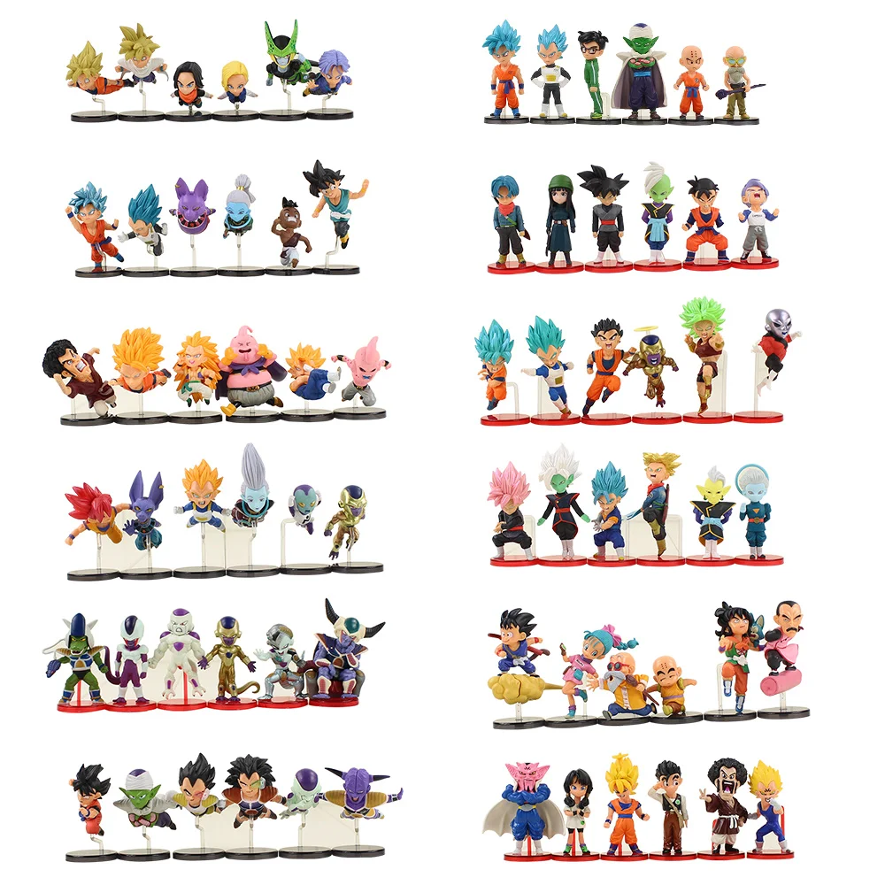 

6pcs/lot Anime Dragon Ball Z Figure Toys Son Goku Frieza Vegeta Trunks Cell Kuririn Piccolo PVC Figure Model Toys Doll Gifts