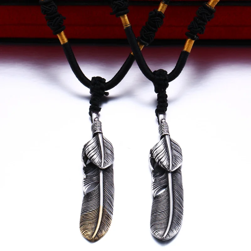 

SKA Men's Necklace Pendants 2018 New Arrivals Accessories 316L Stainless Steel Feather Fashion Men Pendant Fine Jewelry BP8-174