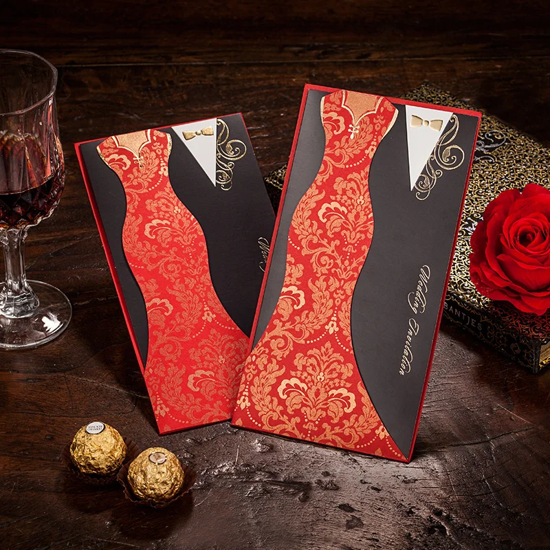 black wedding card