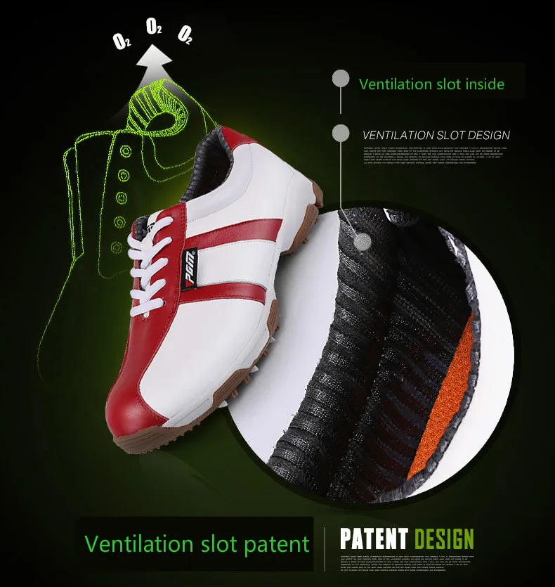 Новая женская обувь для гольфа PGM, женская двойная запатентованная обувь для гольфа, непромокаемые Нескользящие двойные лакированные кроссовки