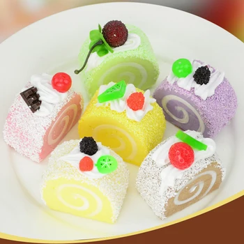 

050 6pcs Simulation cake fake fruit cake bread model window decoration